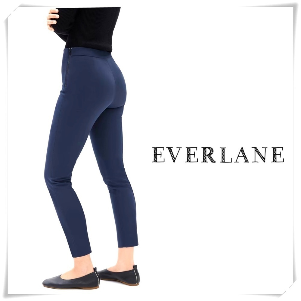 EVERLANE The Side Zip Cotton Ankle Pants in Navy Blue Size 2